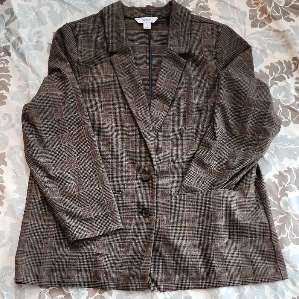 Old Navy Brown Plaid Blazer